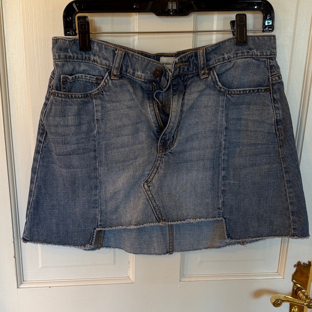 Casual Washed Blue Denim Mini Skirt